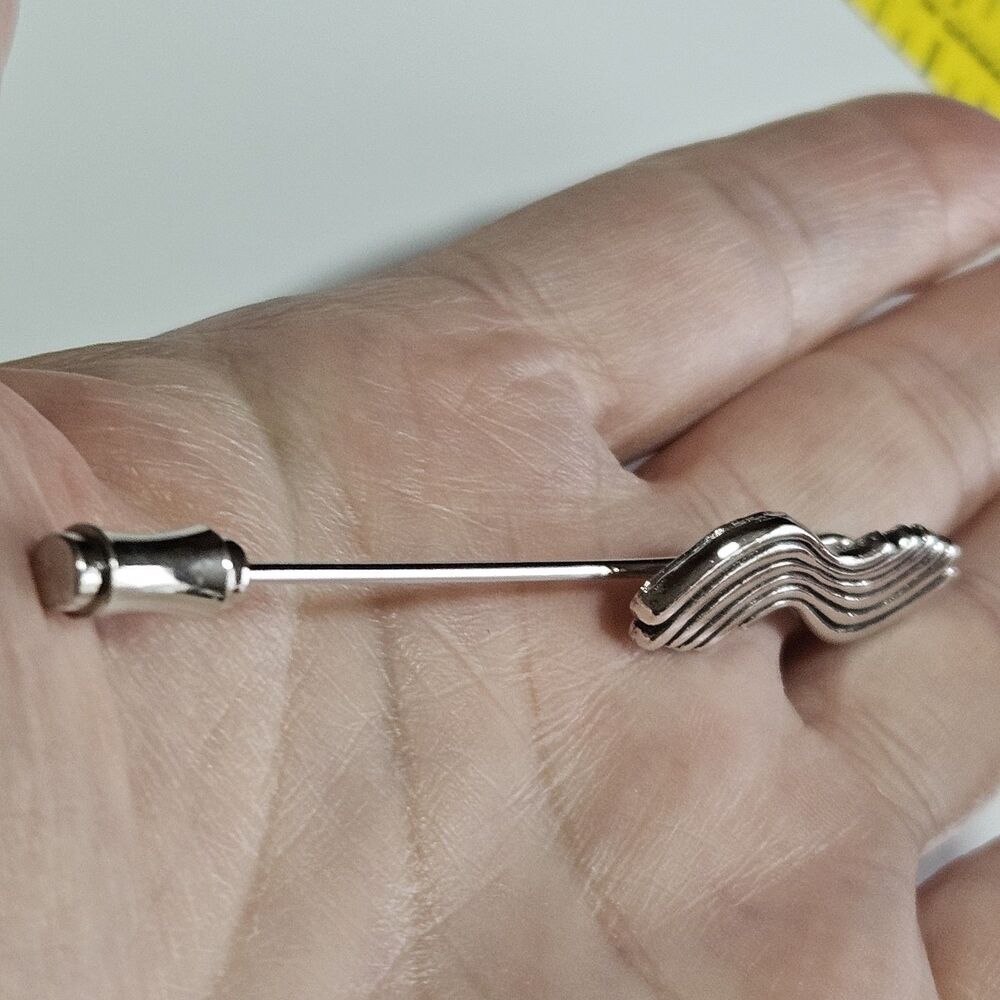 Sarah Coventry Swirl Silver Tone Lapel Stick Pin Vintage Signed - Picture 3 of 10